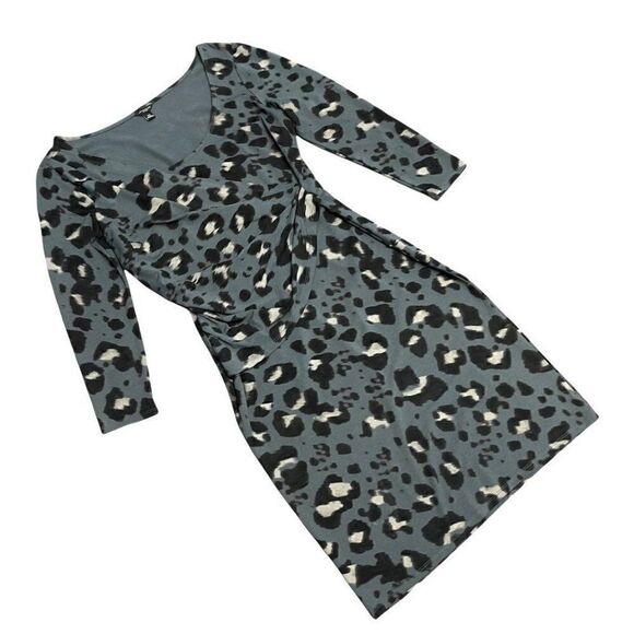 Ann Taylor Faux Wrap Animal Print Dress - Picture 5 of 14